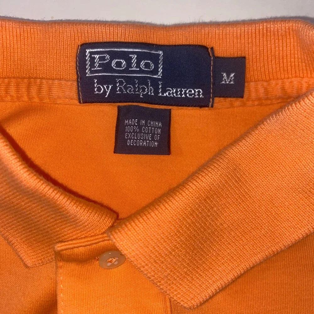 Polo Ralph Lauren Mens Orange Short Sleeve Pony Logo Cotton Polo Shirt Size M